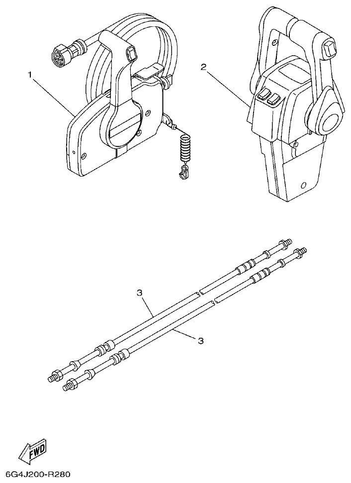 Yamaha 150AET, 200AET, L150AET, L200AET REMOTE CONTROL BOX parts diagram